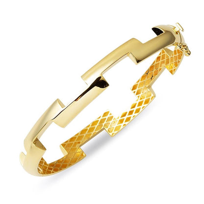 14K Yellow Gold My Trendy Hinged Cuff Bangle