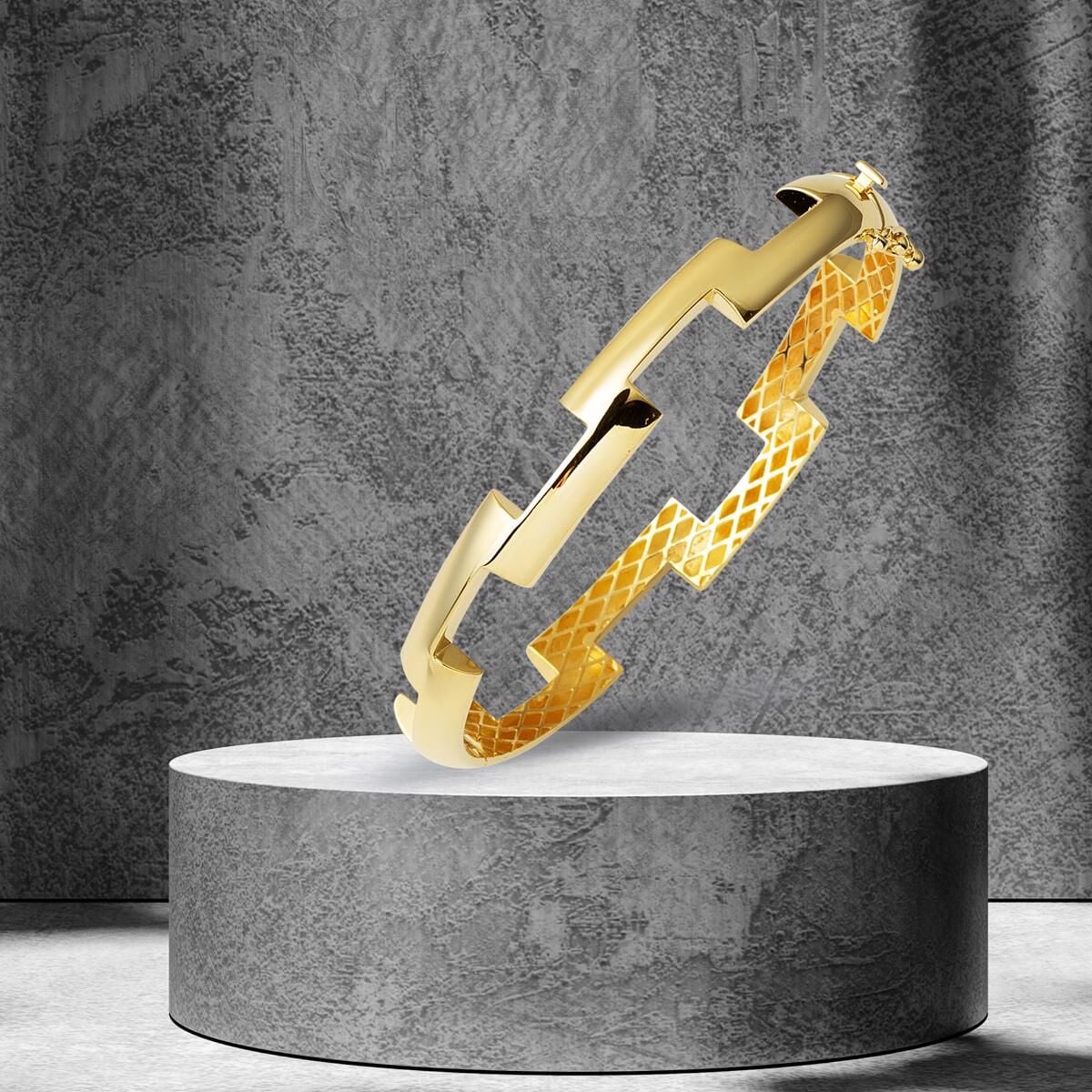14K Yellow Gold My Trendy Hinged Cuff Bangle