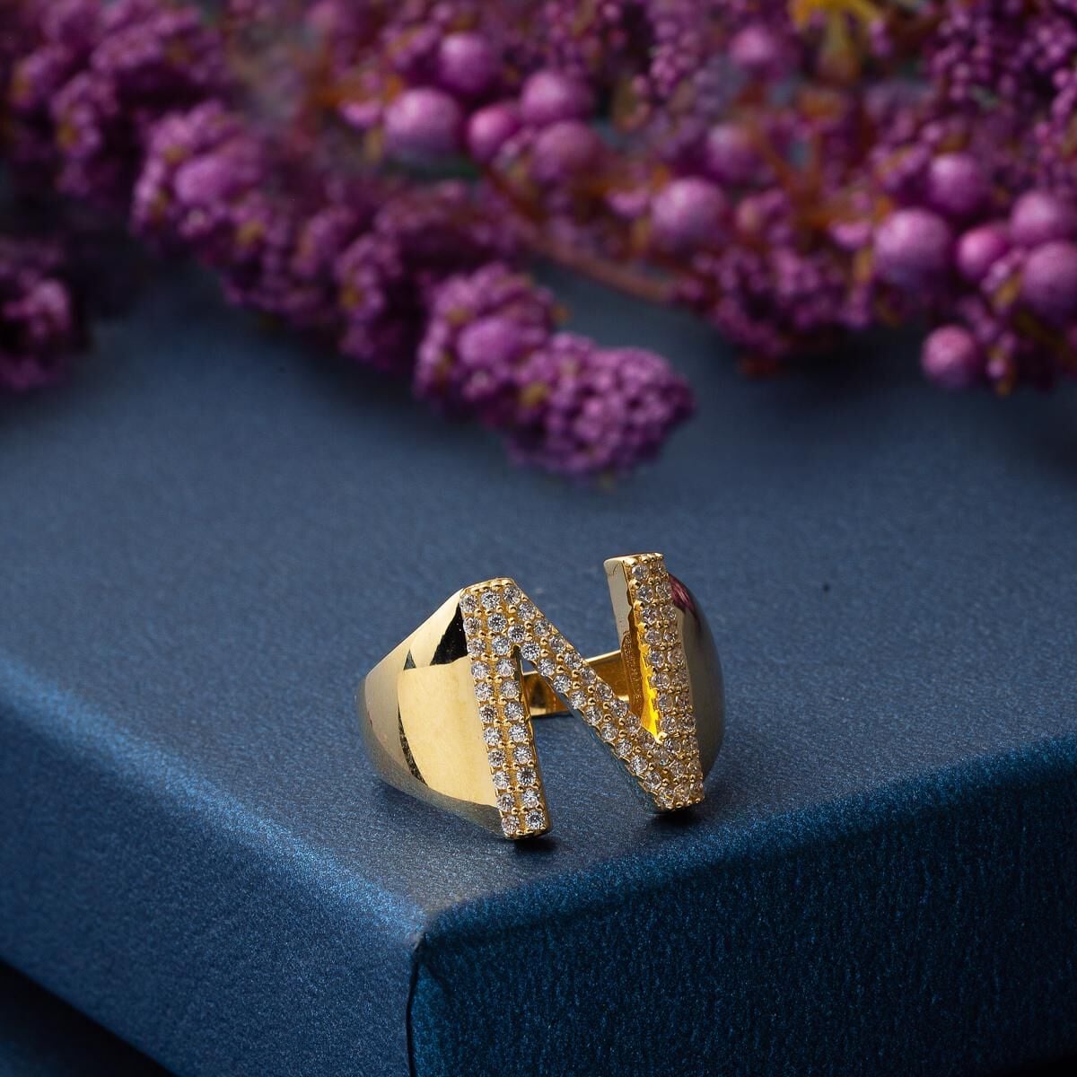 14K Yellow Gold Initial N Cubic Zirconia Ring (3.68 g)