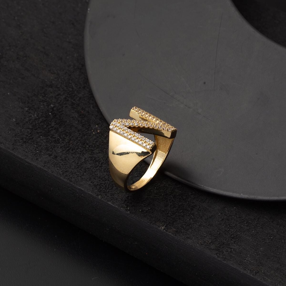 14K Yellow Gold Initial N Cubic Zirconia Ring (3.68 g)