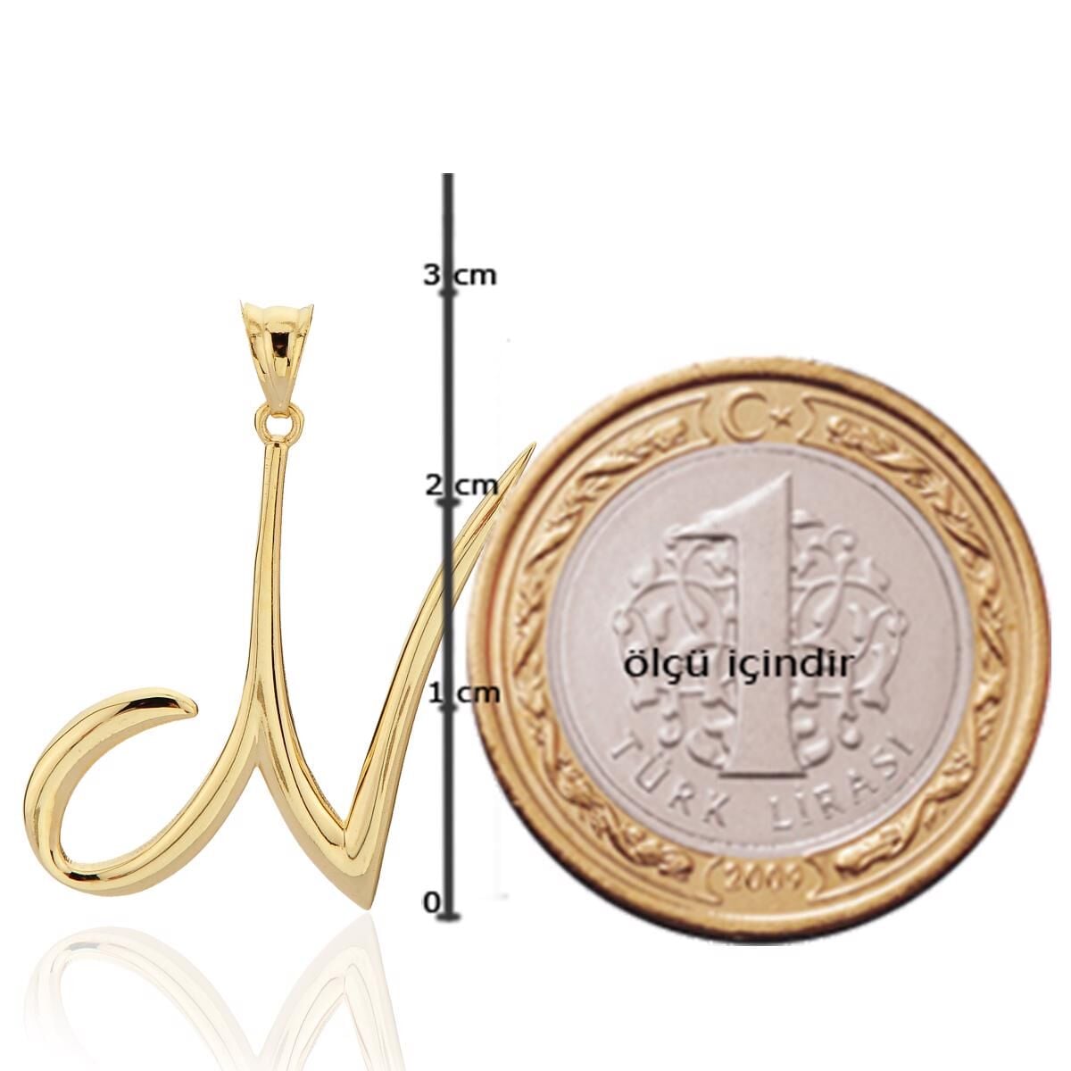 14K Yellow Gold Initial N Pendant
