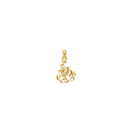 14K Yellow Gold Textured Mini Sea Turtle And Kelp Charm