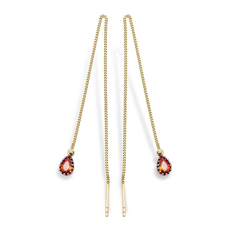 14K Yellow Gold Pomegranate Flower Teardrop Cubic Zirconia Earrings