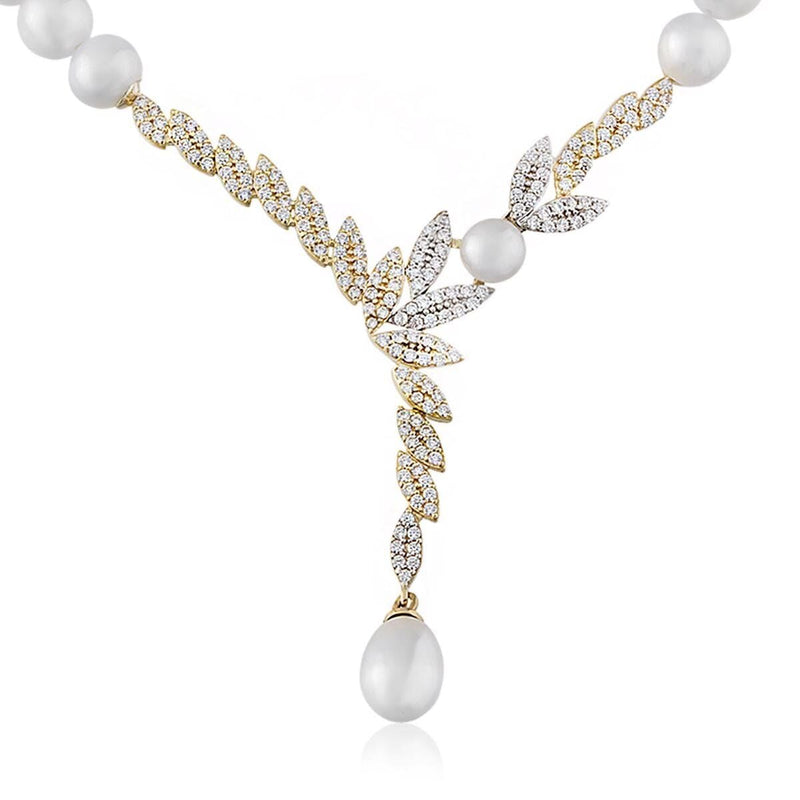 14K Yellow Gold Nea Bridal Pearl Jewelry Set