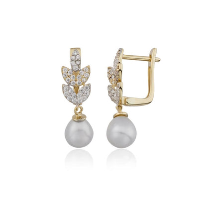 14K Yellow Gold Nea Pearl Earrings