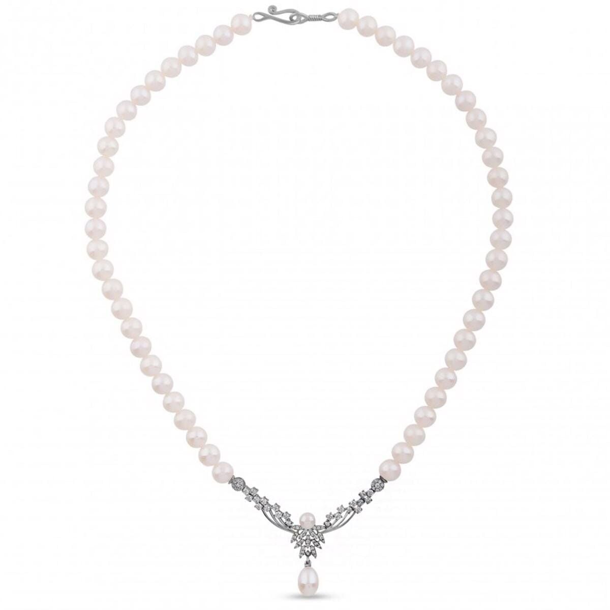 14K White Gold Neo Pearl Collar Necklace