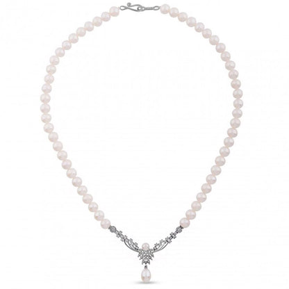14K White Gold Neo Pearl Collar Necklace