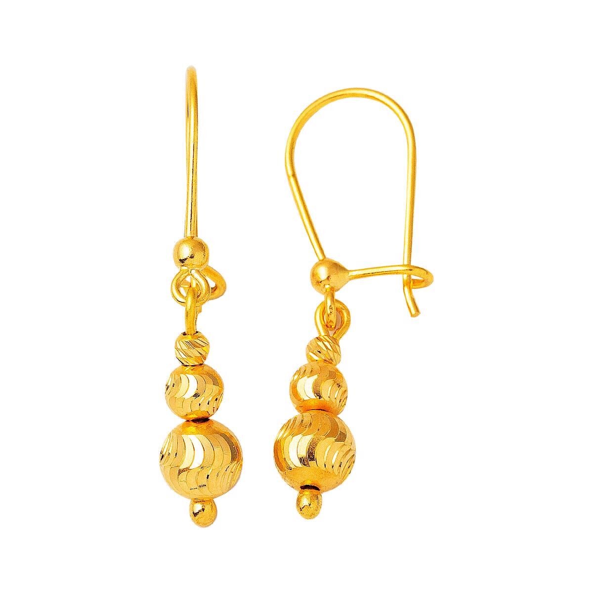22K Yellow Gold Petite Bead Earrings
