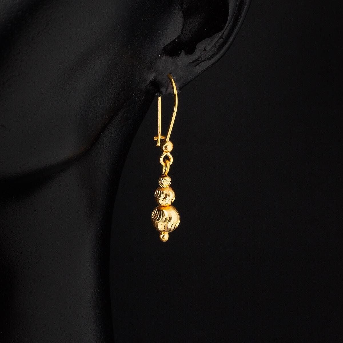 22K Yellow Gold Petite Bead Earrings