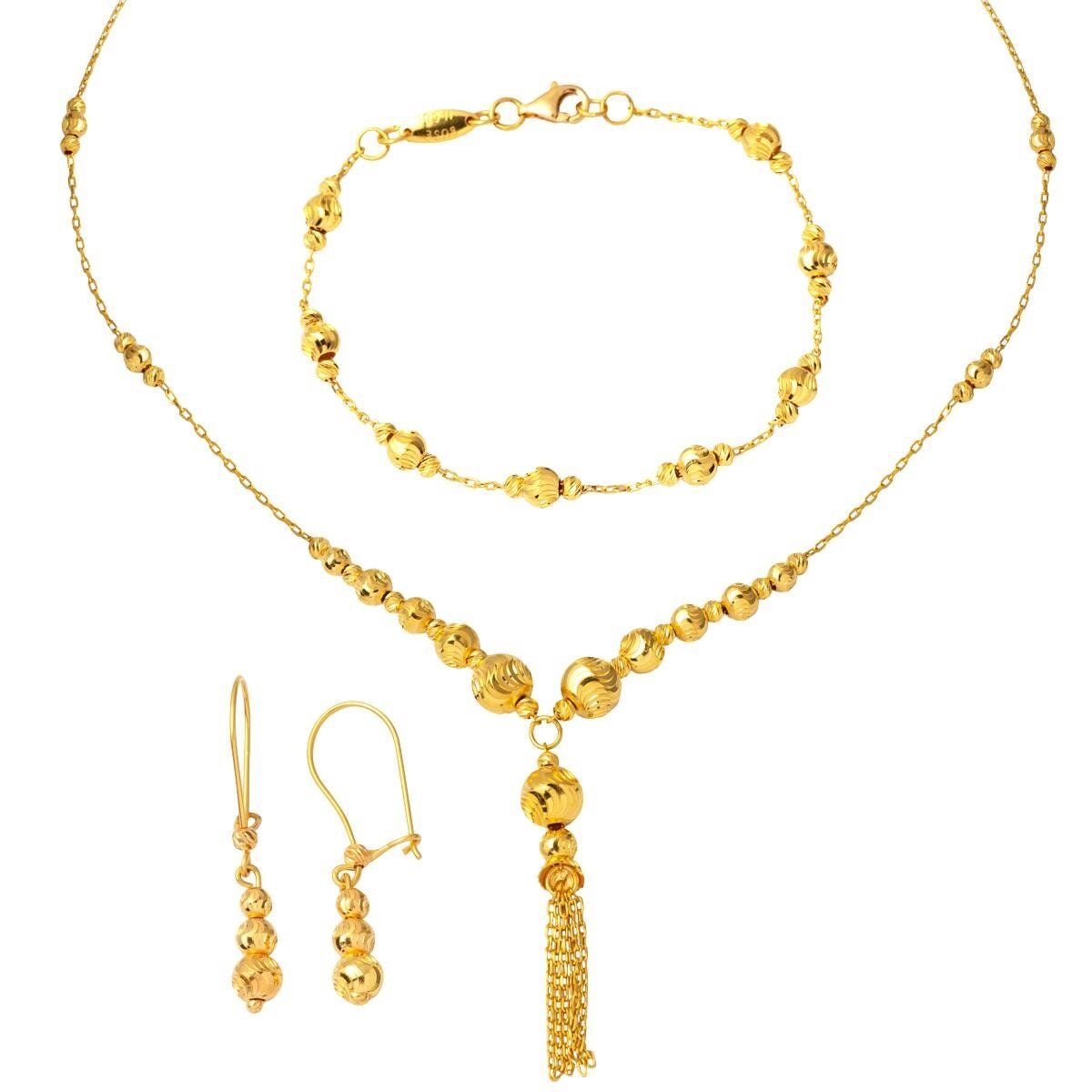 22K Yellow Gold Petite Bead Jewelry Set (19.59 g)