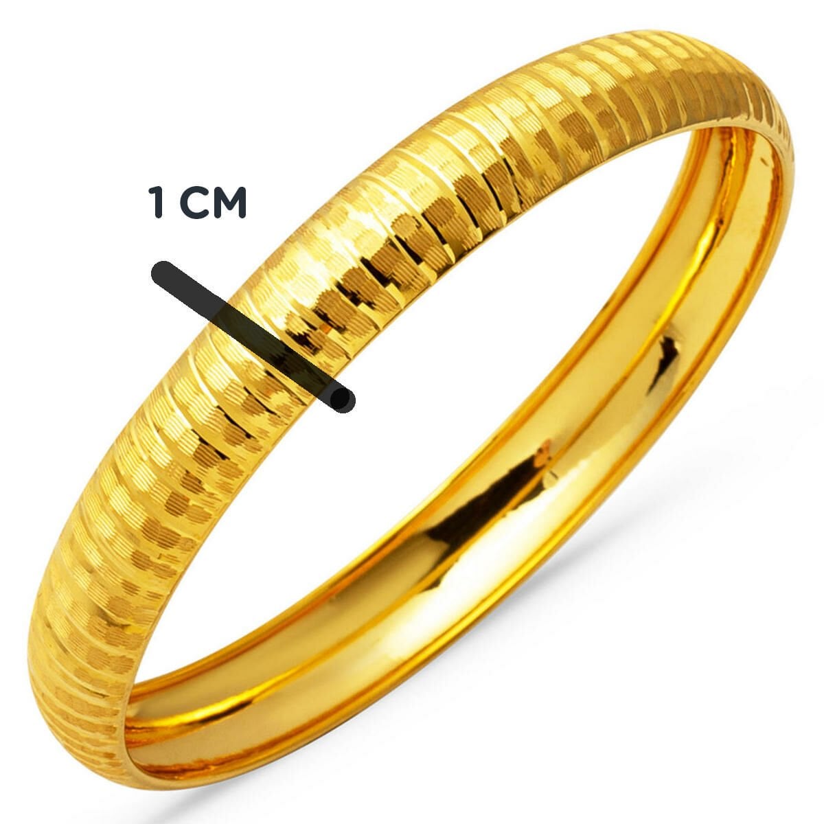 14K Yellow Gold Dot Striped Gift Bangle