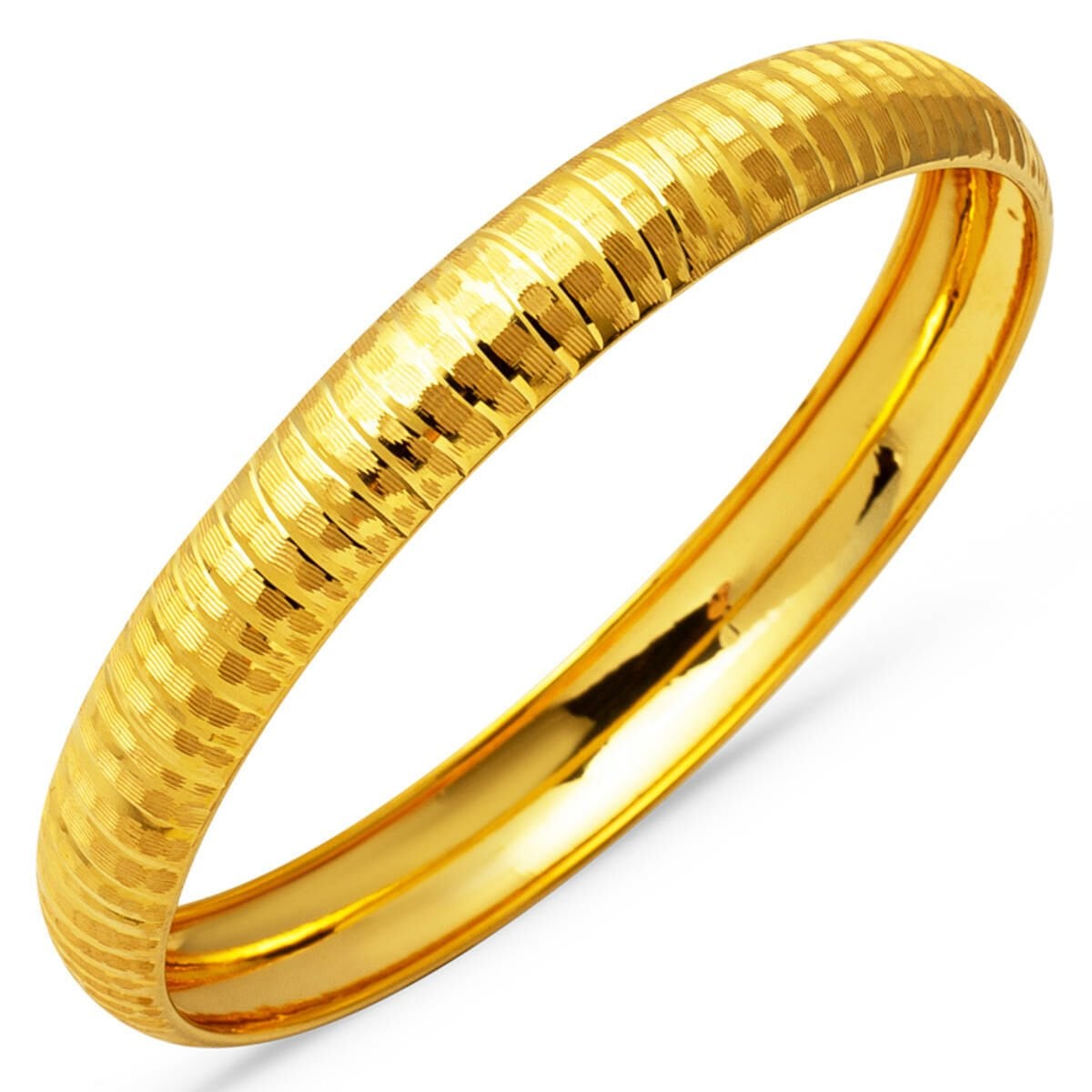 14K Yellow Gold Dot Striped Gift Bangle