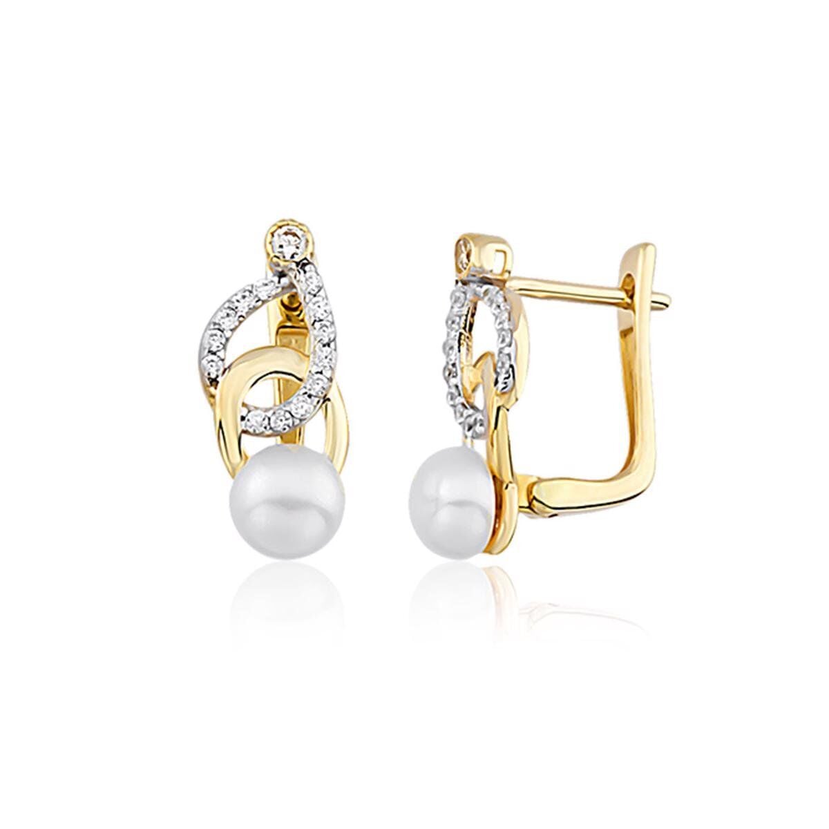 14K Yellow Gold Nuova Pearl Earrings