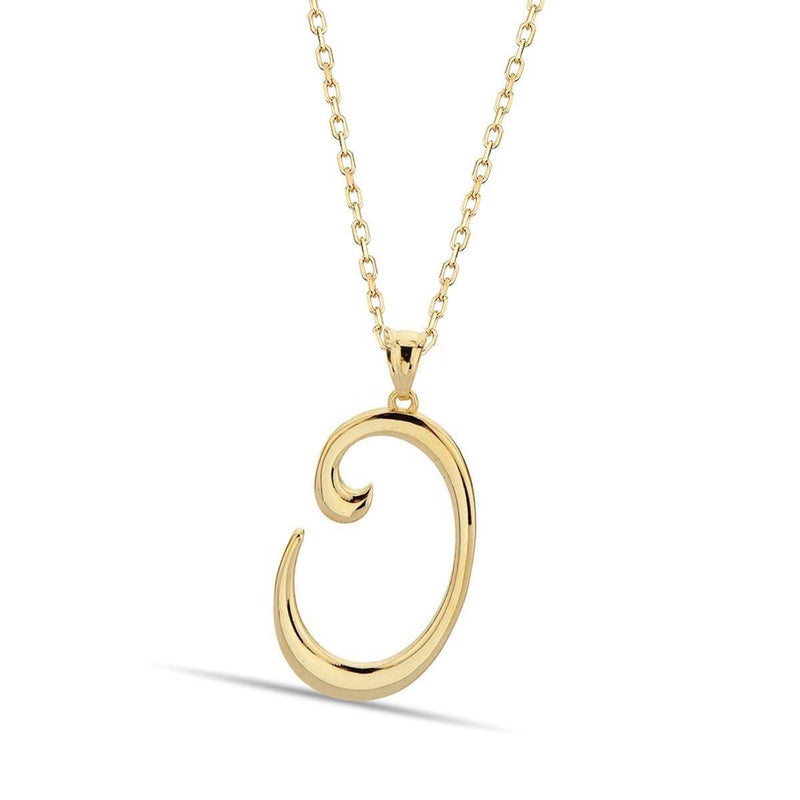14K Yellow Gold Initial O Necklace