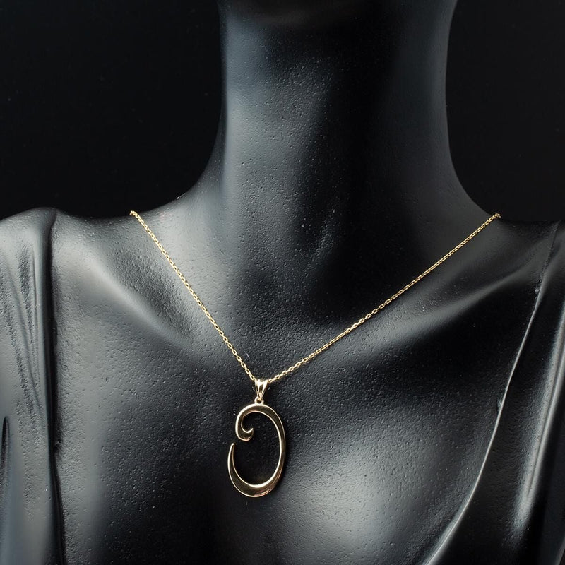 14K Yellow Gold Initial O Necklace