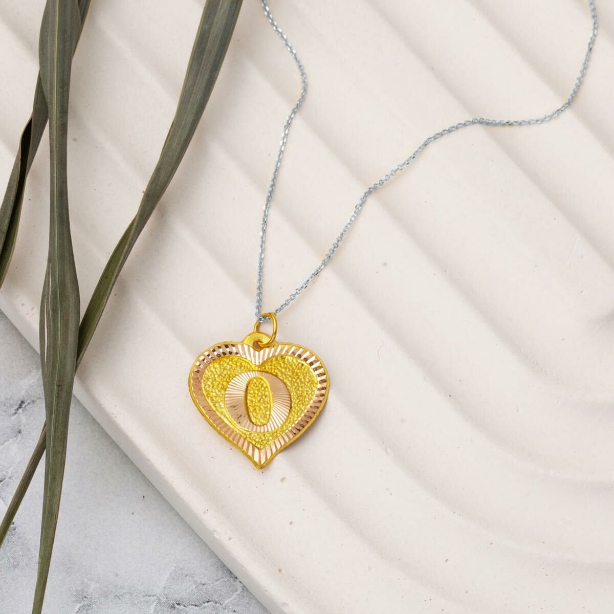 14K Yellow Gold O Initial Children's Newborn Gift Pendant