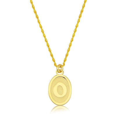 14K Yellow Gold Oval Initial O Necklace