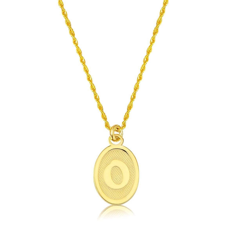 14K Yellow Gold Oval Initial O Necklace