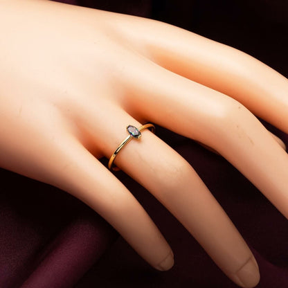 14K Yellow Gold Obsidian Cubic Zirconia Ring