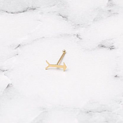 14K Yellow Gold Arrow Nose Ring