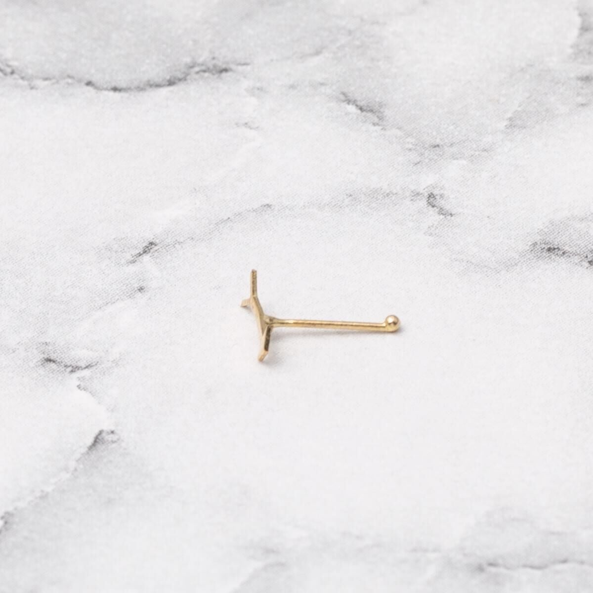 14K Yellow Gold Arrow Nose Ring