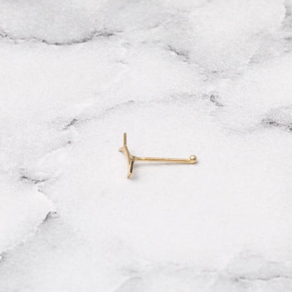 14K Yellow Gold Arrow Nose Ring