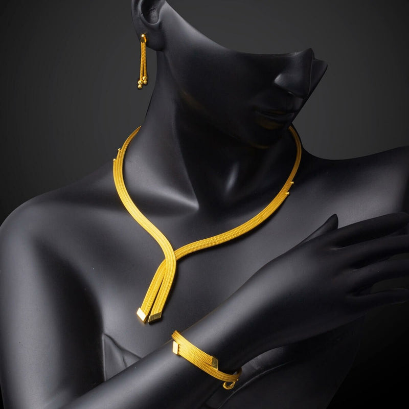 14K Yellow Gold Braided Wedding Set