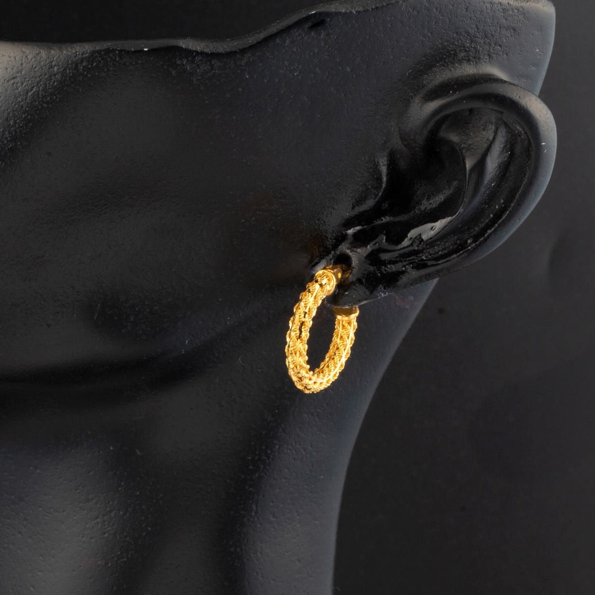 22K Yellow Gold Braided Twisted Hoop Earrings