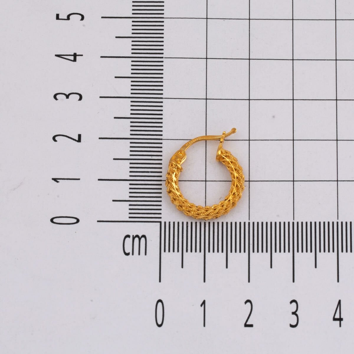 22K Yellow Gold Braided Twisted Hoop Earrings