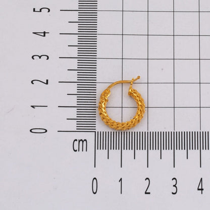 22K Yellow Gold Braided Twisted Hoop Earrings
