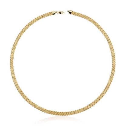 14K Yellow Gold Braided Chain Collar Necklace