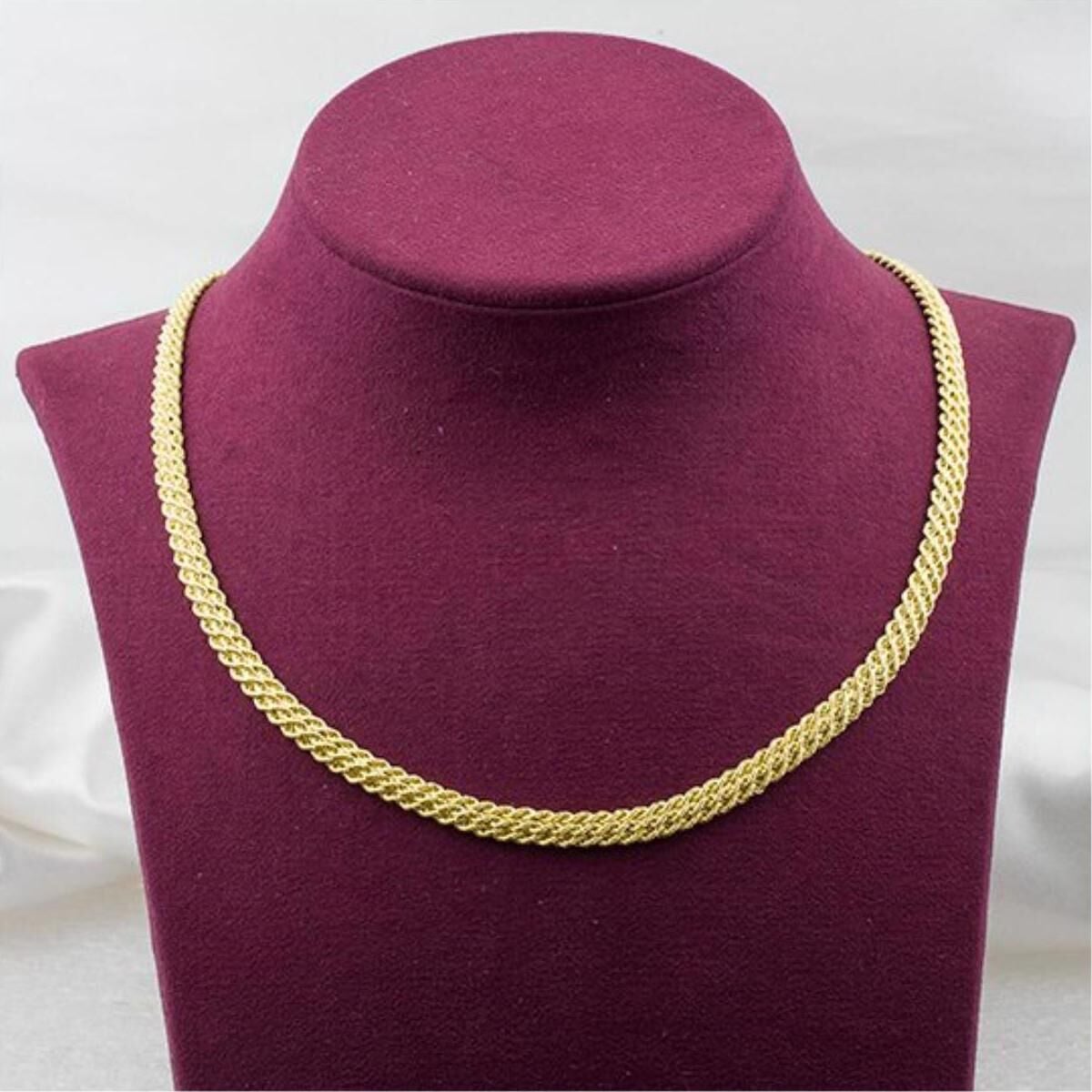 14K Yellow Gold Braided Chain Collar Necklace