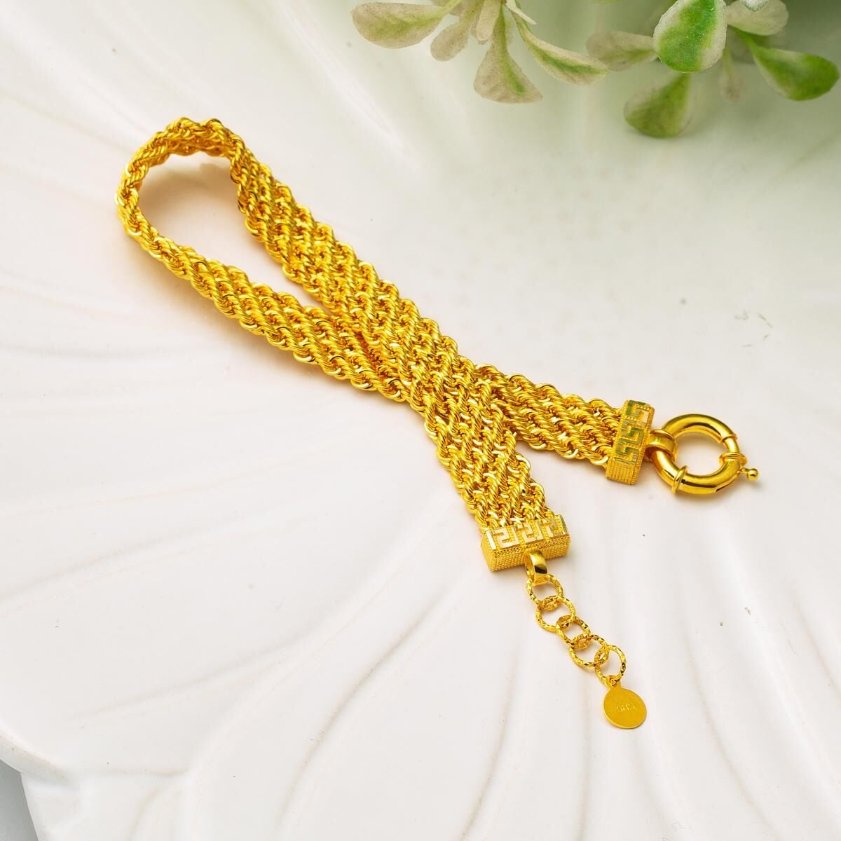 14K Yellow Gold Braided Chain Mesh Bracelet