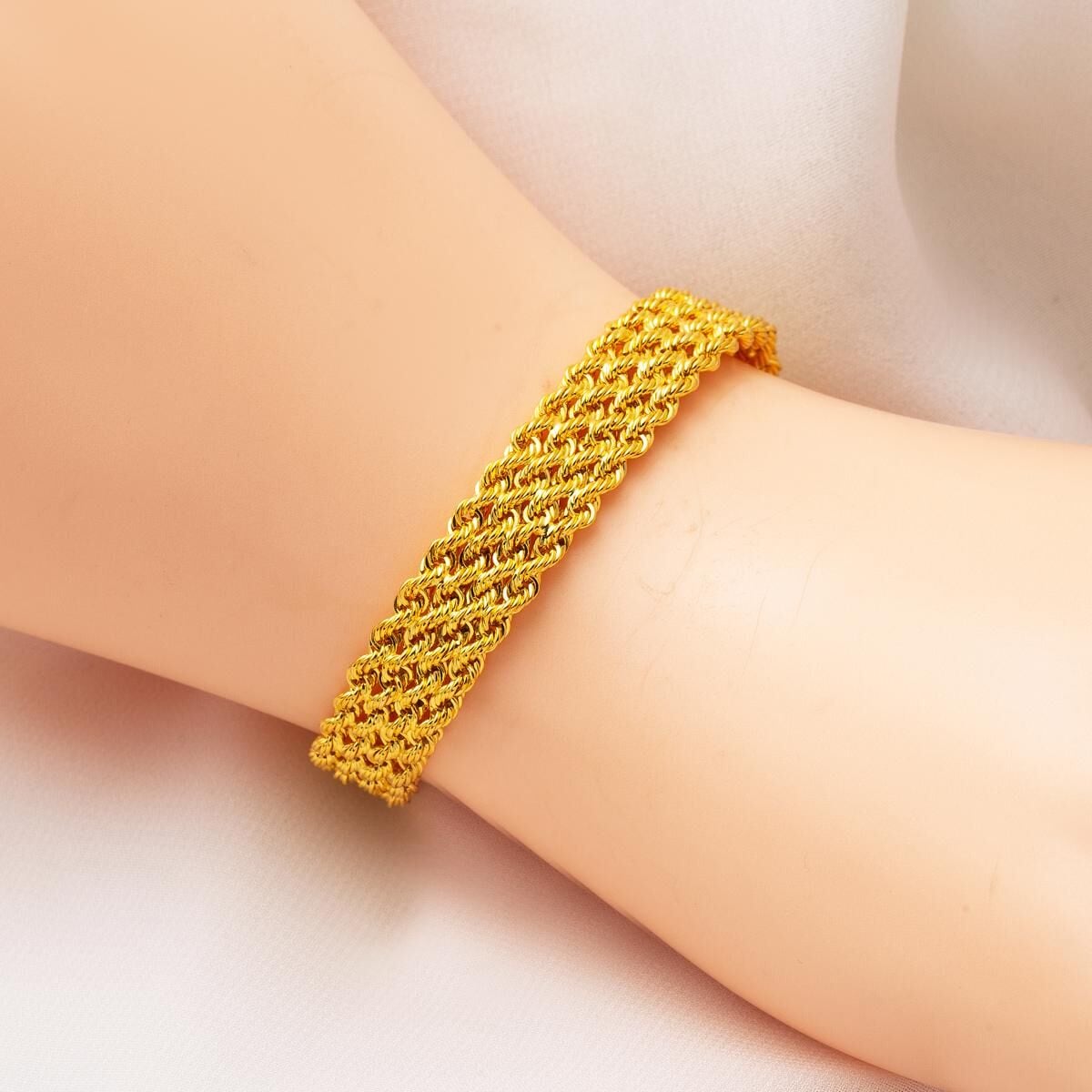 14K Yellow Gold Braided Chain Mesh Bracelet