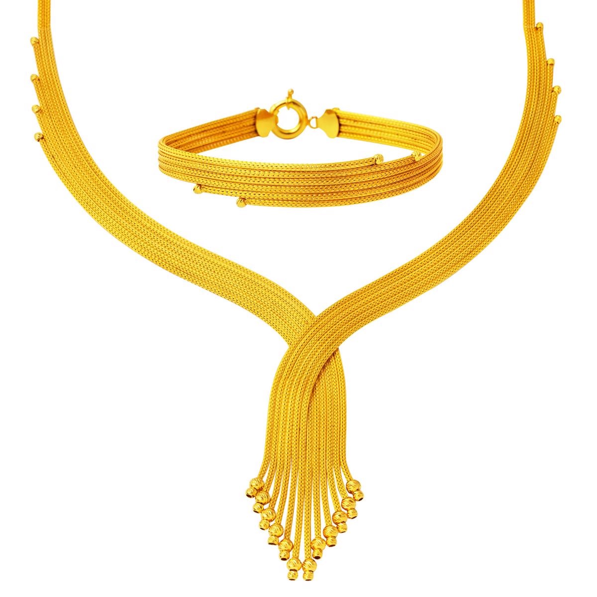 14K Yellow Gold Braided Chain Set