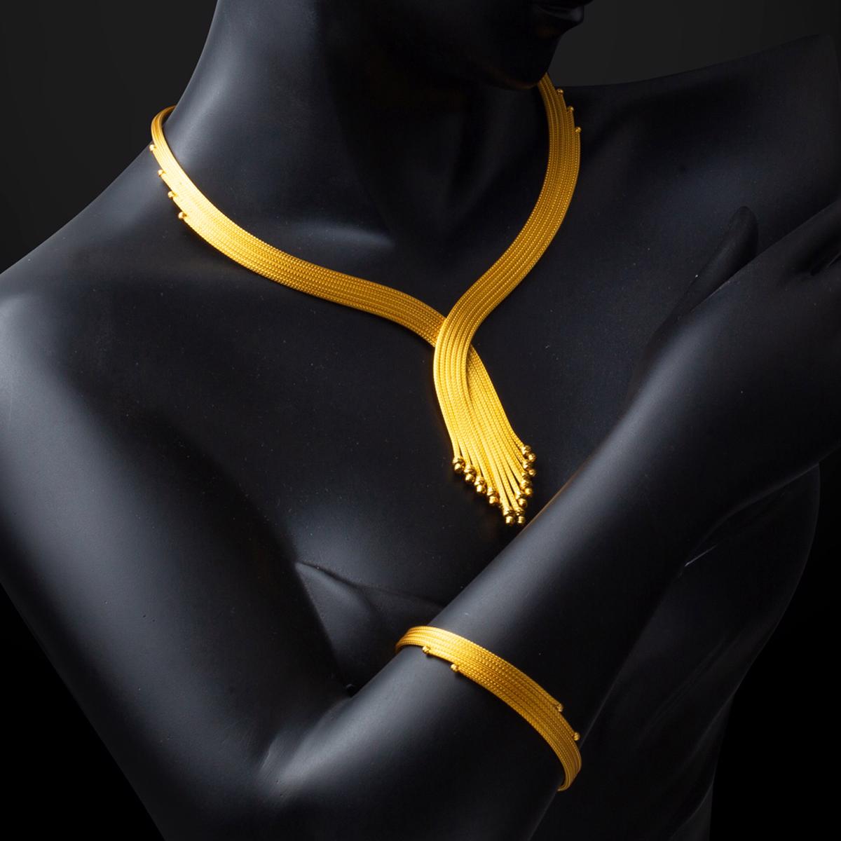 14K Yellow Gold Braided Chain Set