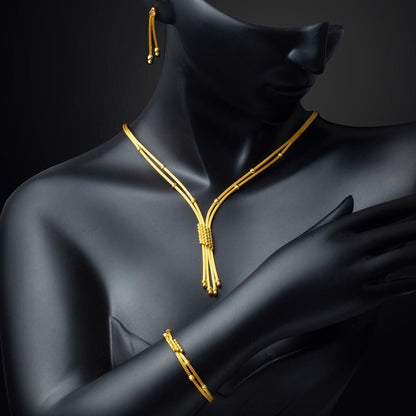 14K Yellow Gold Braided Chain Jewelry Set