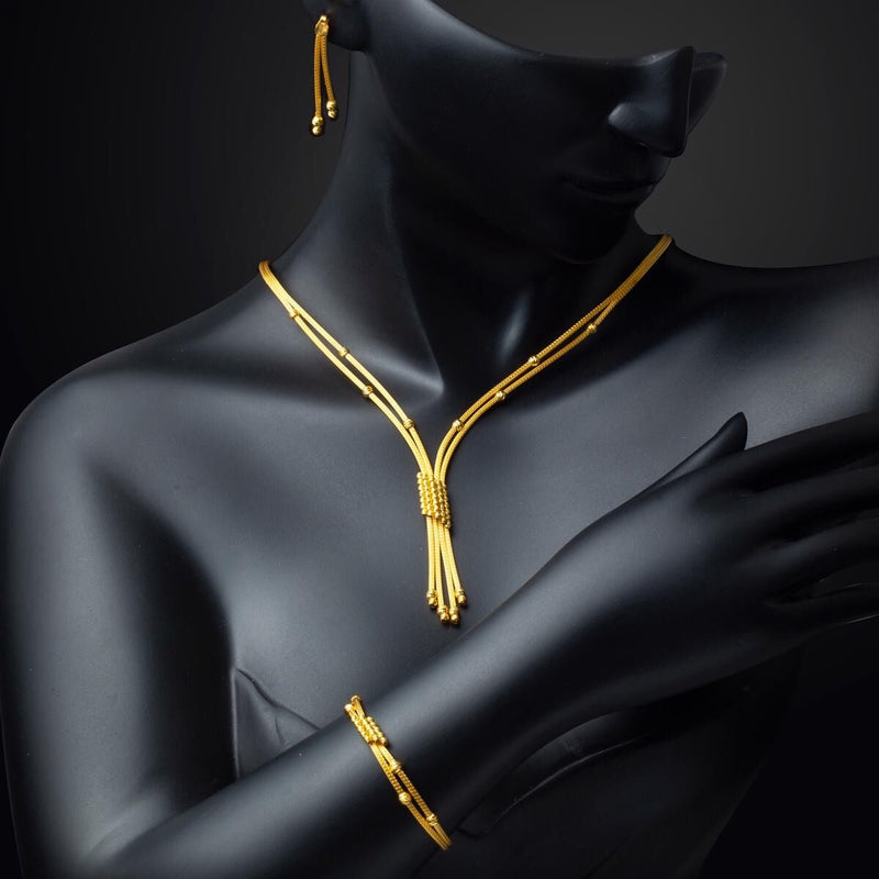 14K Yellow Gold Braided Chain Jewelry Set