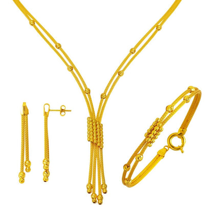 14K Yellow Gold Braided Chain Jewelry Set