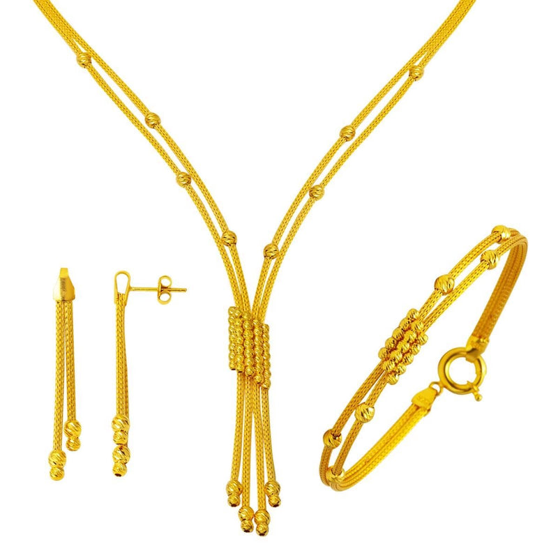 14K Yellow Gold Braided Chain Jewelry Set
