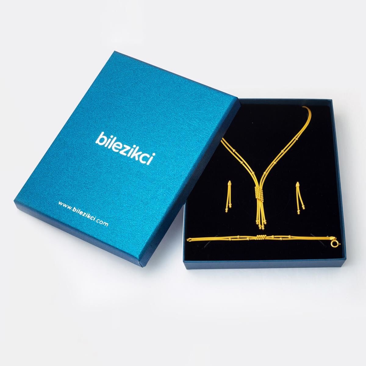 14K Yellow Gold Braided Chain Jewelry Set