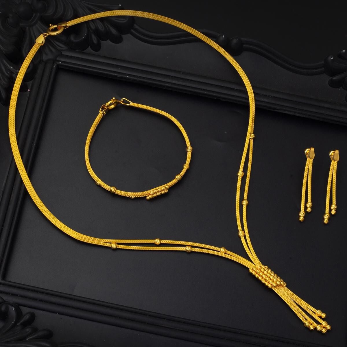 14K Yellow Gold Braided Chain Jewelry Set