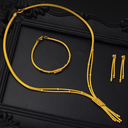 14K Yellow Gold Braided Chain Jewelry Set