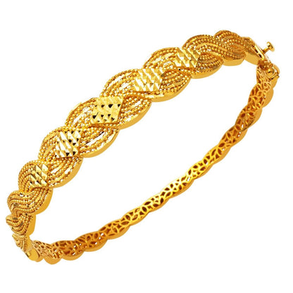 22K Yellow Gold Braided Hinged Cuff Bangle (17.32 g)