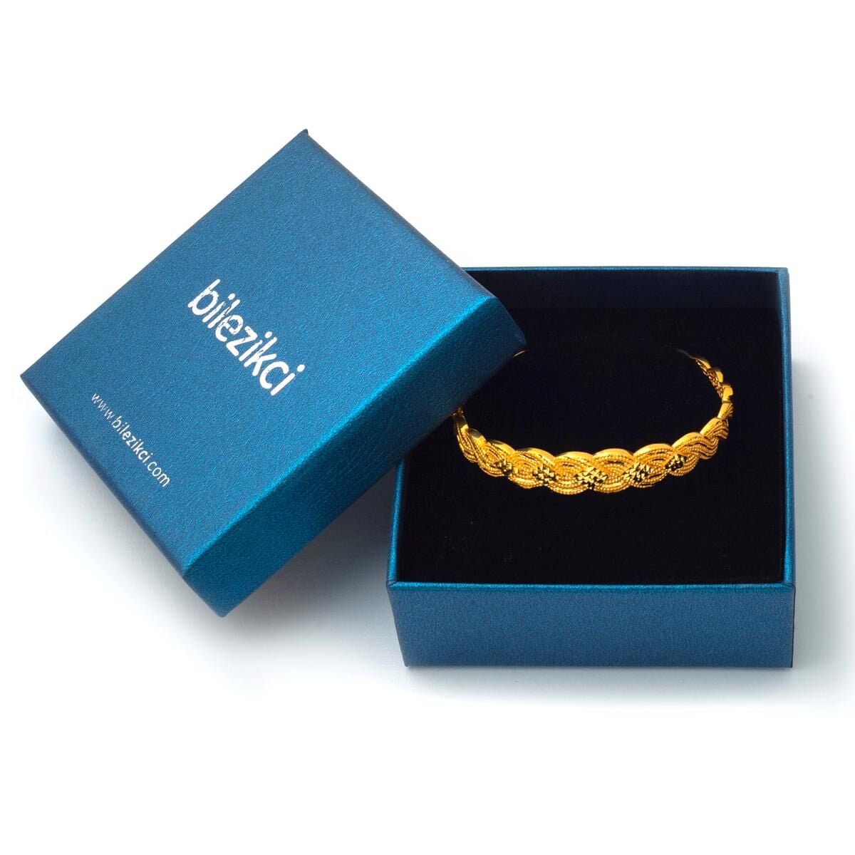22K Yellow Gold Braided Hinged Cuff Bangle (17.32 g)