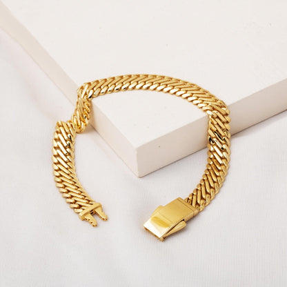 14K Yellow Gold Woven Chain Minimalist Bracelet