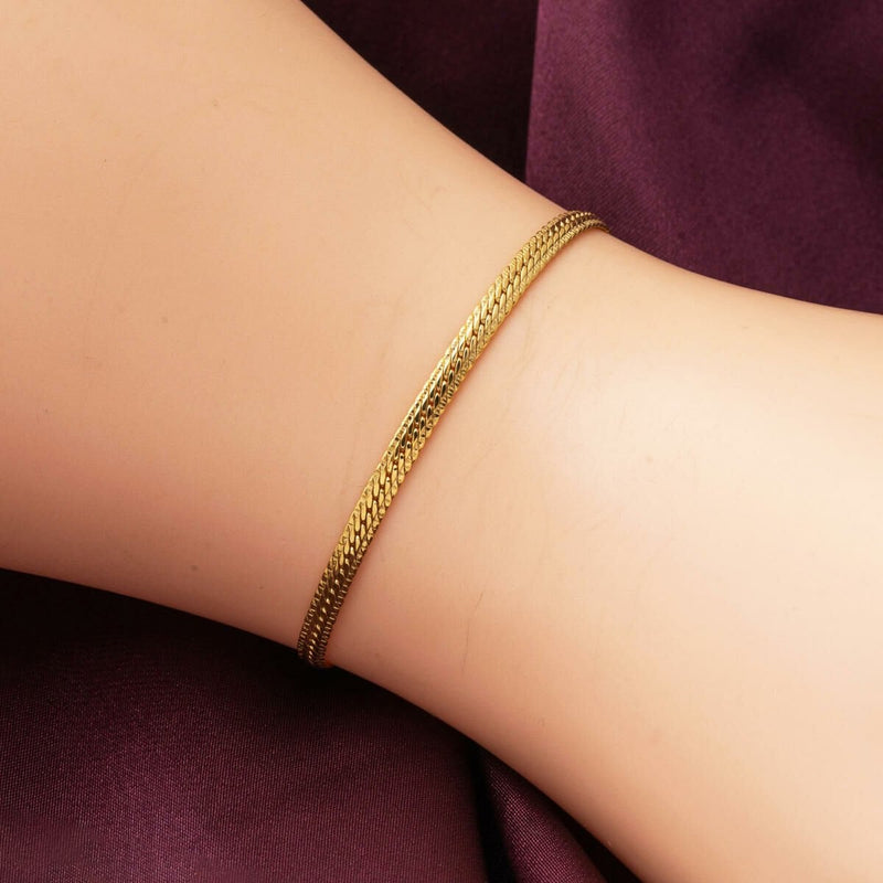 14K Yellow Gold Woven Chain Modern Bracelet