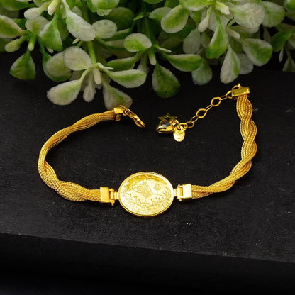 14K Yellow Gold Ottoman Tughra Half Ottoman Resat Coin Bracelet