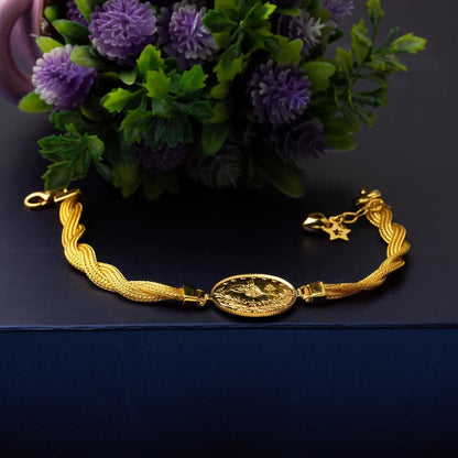 14K Yellow Gold Ottoman Tughra Half Ottoman Resat Coin Bracelet