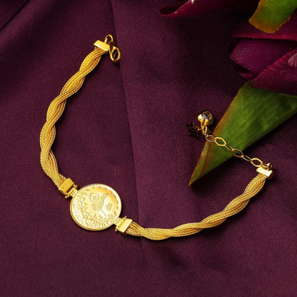 14K Yellow Gold Ottoman Tughra Half Ottoman Resat Coin Bracelet